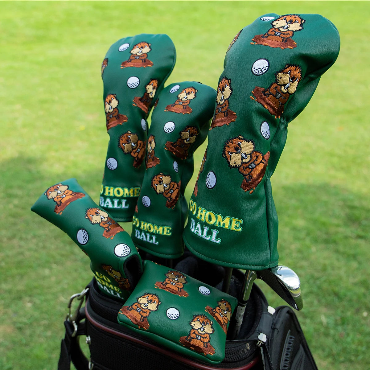 Green Leather Groundhog Headcover